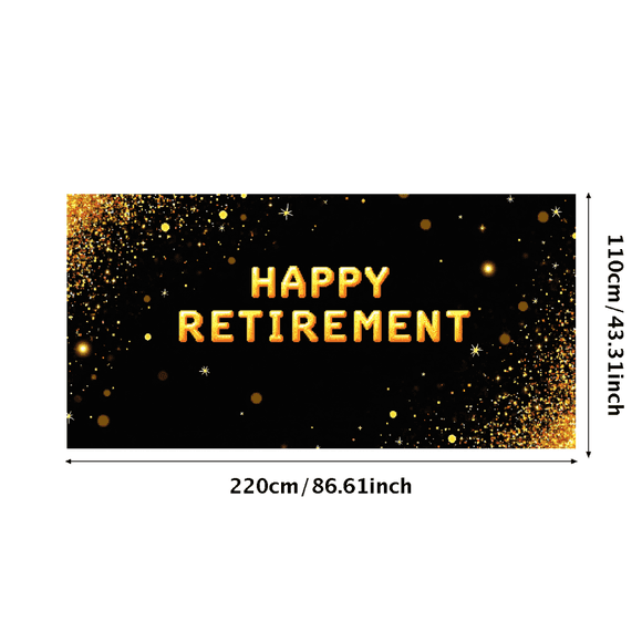 Black Background Banner with Golden Star Elements for Happy Retirement Party Retirement Decorations Photography Props Backdrop Party Supplies