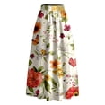 thumbnail image 4 of Women’s Floral Print Maxi Skirt High Waist A Line Floor Length Satin Skirt with Pockets Elegant Long Skirt for Formal Occasions Beige L, 4 of 5