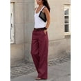 thumbnail image 2 of Women High Waist Wide Leg Pants, Loose Fit Long Trousers with Pockets for Daily Office Commute, 2 of 6