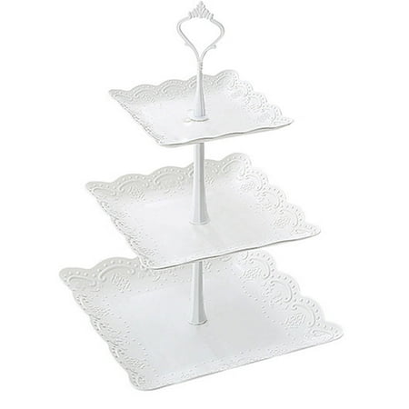 Easter Veggie Tray Three Layer PP Fruit Tray Cake Stand Vegetable Storage Rack Candy Plate Dessert Serving Tray ()