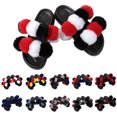 thumbnail image 3 of Women Furry Slippers Fashion Pom Pom Ball Faux Fur Slippers Fluffy Sandals, 3 of 8