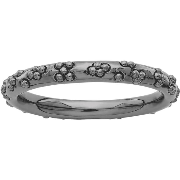 Sterling Silver Black-Plated Textured Ring