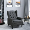 thumbnail image 2 of HOMCOM Fabric Upholstered Wingback Recliner, Tufted Push Back Accent Chair, Linen Arm Chair with Footrest, Armrest, Padded Cushion, Dark Grey, 2 of 8