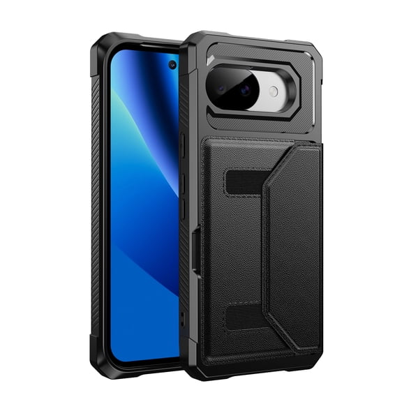 Dteck for Google Pixel 10A Case Wallet with Credit Card Holder, Shockproof Rugged Bumper Protective Phone Cover,Black
