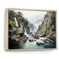 thumbnail image 2 of Designart "Magical Cliff Waterfall Scenery III" Waterfall Floater Framed Canvas Prints, 2 of 5