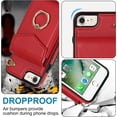 thumbnail image 6 of REQO Phone Case for iPhone 7/8/SE 2020/2022 Wallet Cover with Screen Protector and RFID Ring Card Holder Cell iPhone7 iPhone8 7s 8s i SE2020 SE2022 2/2nd/3/3rd Generation SE2 SE3 Women Men Red, 6 of 6