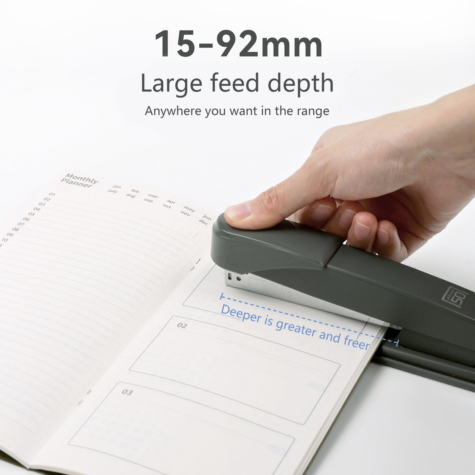 Metal Stapler Easy to Load Booklet Stapler 50 Sheets Effortless Stapler Desk Stapler for Home & Office
