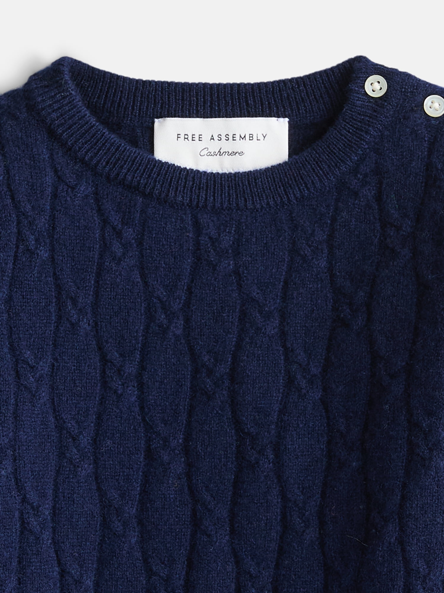 Free Assembly Baby Girls' Cashmere Cable Knit Sweater with Puff Sleeves, Sizes 6/9M-18M