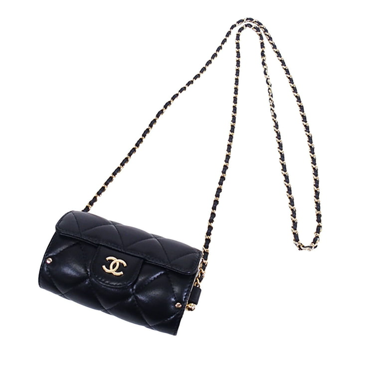 Unisex Pre-Owned Authenticated Chanel Matelasse Mini Crossbody Bag Lambskin  Leather Black 