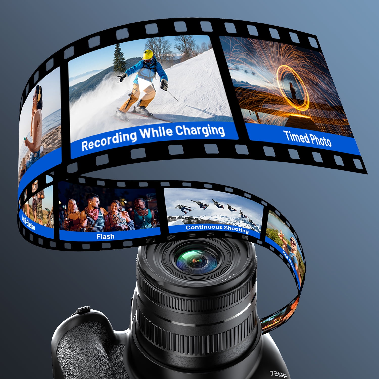 Campark AC21 72MP Autofocus Digital Camera with 12X Option Zoom 4K/30FPS Video, WiFi, 64GB Card