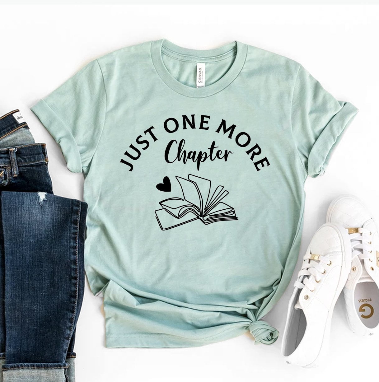 Women T-Shirt Just One More Chapter Book Lovers Tops Bookworm Funny Saying Shirt Reading Short Sleeve Tee