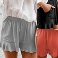 thumbnail image 3 of Fusipu Women Short Pants Ruffle Hem All Match Pleated Pure Color Loose Shorts Daily Wear, 3 of 8