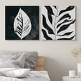 thumbnail image 2 of PixonSign Canvas Print Wall Art Vintage Deconstructed Leaf & Stem Floral Wilderness Digital Art Modern Art Zen Relax/Calm Dark Black and White for Living Room, Bedroom, Office - 16"x16" x 2, 2 of 5