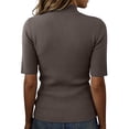 thumbnail image 5 of JoveMarine Women's Mock Neck 3/4 Sleeve Knit Top Slim Fit Solid Color Undershirt Sexy Layering Tee for Spring/Summer Daily Wear Coffee XL, 5 of 5