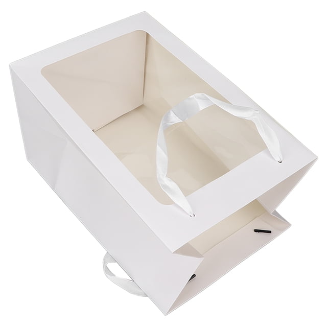 Paper Gift Bags, Paper Party Gift Bags Transparent Suitable Size For Christmas Birthdays Favors White