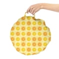 thumbnail image 2 of Orange and Yellow Round Floor Cushion with Handle, Citrus Fruit with Round Slices on Squares, Decorative Pillow for Living Room & Dorms, 18" Round, Pale Yellow Marigold, by Ambesonne, 2 of 4