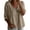 Khaki, variant on Women's Lace Panel Linen Tops Lightweight Thin V Neck 3/4 Sleeve Crinkle Shirts Loose Dressy Casual Bust Gathered Peplum Solid Color Blouses XXL