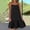 Black, variant on Women's Casual Tennis Dress Floral O Neck Ruffle Spaghetti Strap Sleeveless Short Beach Dress for Women Black S
