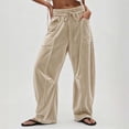 thumbnail image 6 of Cmfcve Women's Wide Leg Barrel Sweatpants Casual Daily Elastic Waist Velvet Long Pants with Pockets, 6 of 6