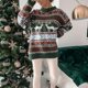 thumbnail image 1 of Femmes Tricots Chandail Coupe Ample Flocon De Neige Motif Cerf À Manches Longues Tenue Quotidienne FLhrweasw Nuevo, 1 of 7