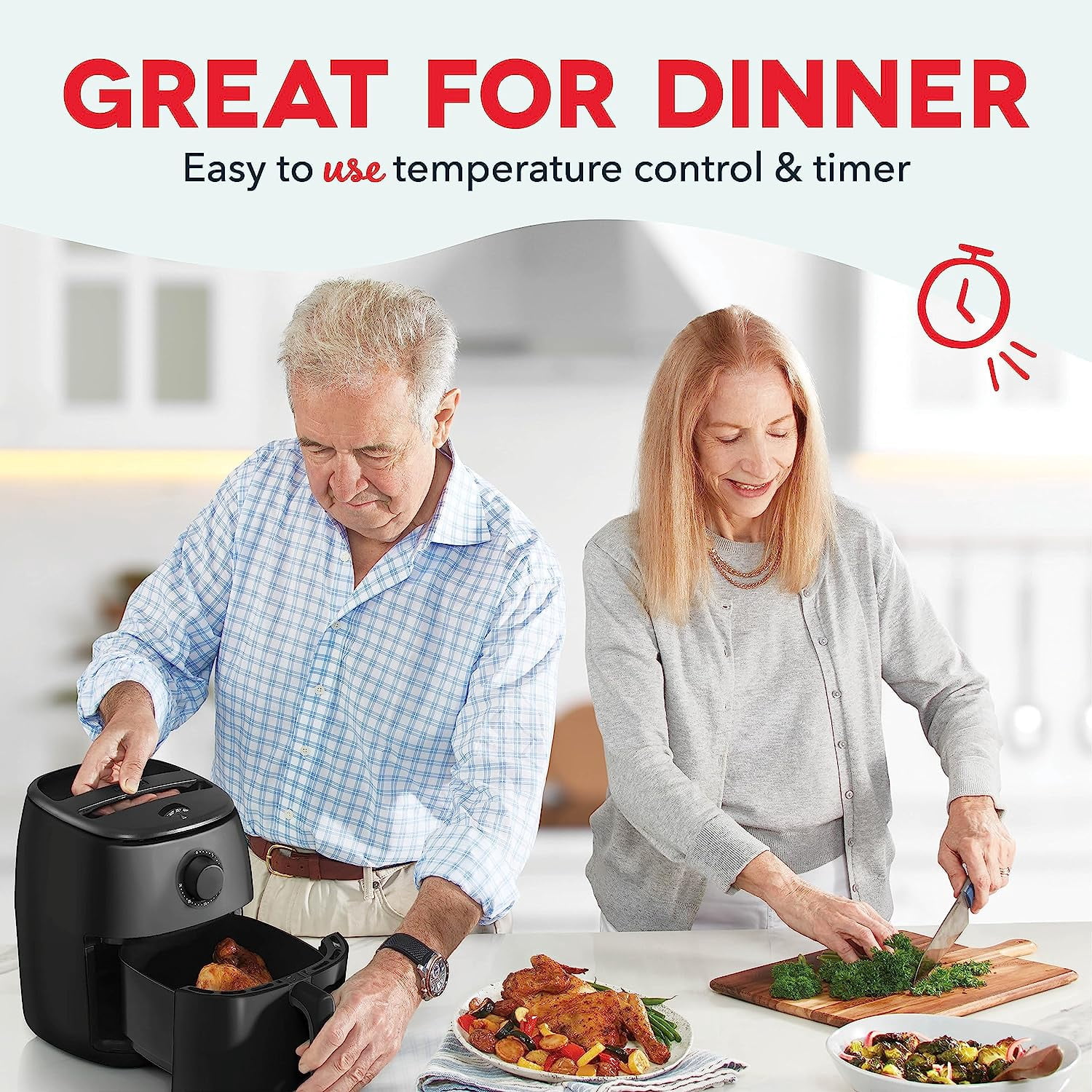 Dash Tasti-Crisp Air Fryer, 2.6 qt, Black - Auto Shut off, Non-Stick Fry Basket