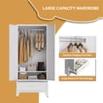 thumbnail image 5 of White Metal Wardrobe Cabinet for Bedroom, 71" Tall Freestanding Closet System with Drawer and Shelf, Hanging Rod Clothing Organizer with Two Doors, Farmhouse Steel Wardrobe Bedroom Armoires, 5 of 14