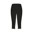thumbnail image 3 of 2PC Plus Size Capri Leggings Women's Summer High Waisted Solid Capris Matching Slim Fitting Yoga Gym Pants, 3 of 6