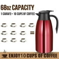 thumbnail image 7 of Flantor 2L Thermal Coffee Carafe Insulated Stainless Steel Double Wall Vacuum Thermos Thermal Flask Coffee Dispenser Keeping Coffee Water and Tea Hot 12 Hours Cold 24 Hours Red, 7 of 7
