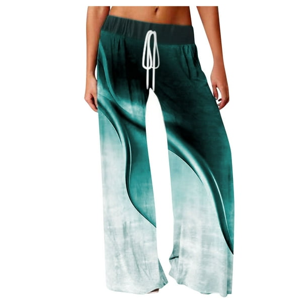 huaai women's comfy print pajama pants stretch drawstring palazzo ...
