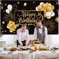 thumbnail image 5 of Fondo de decoración para fiesta de feliz cumpleaños, cartel de pancarta, globos dorados negros, fondo de fotografía para hombres y mujeres, 40, 50, 60 cumpleaños, 5 of 5