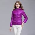 thumbnail image 6 of Ikevan Women Coats Casual Light Outerwear Solid Hooded Zippers Pocket Down Jackets Purple 6(M), 6 of 7