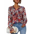 thumbnail image 5 of Zeagoo Womens Boho Floral Blouses Casual V Neck Long Sleeves Tops, 5 of 5
