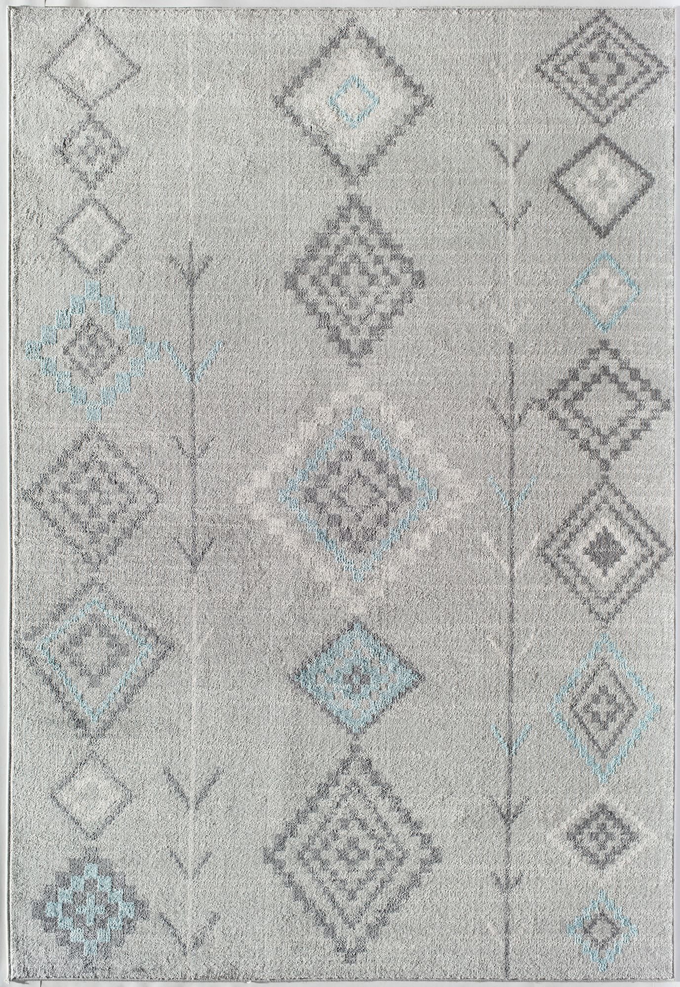 Soleil BR15K Native Turquoise Tribal Moroccan gray Area Rug, 8'9"x12'