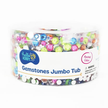 Hello Hobby Neon Plastic Round Flatback Loose Gemstones, 12oz Tub, 40ct