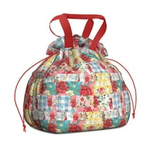 Pioneer Flower Floral Print Pattern Drawstring Lunch Bag Women - Drawstring Lunch Bag Insulated for Work Office - Stain-Resistant Large Lunchbags for Women with Multi-Pockets