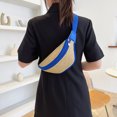 thumbnail image 3 of Bolsa Riñonera de paja para el pecho para mujer cruzada de Ehuebsd mensajero de verano a la moda para ir de compras, 3 of 9