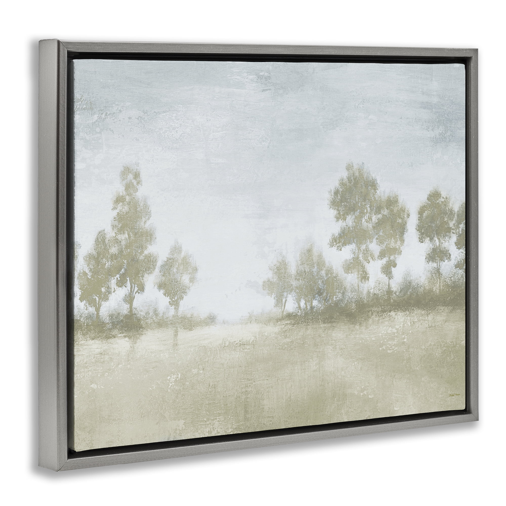 Stupell Industries Soft Distant Valley Landscape Gray Framed Floater Canvas Wall Art, design by Michael Marcon