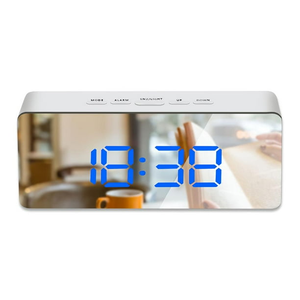 Reloj Digital De Superficie De Espejo Con Pantalla De Tiempo Led Snooze Detección De Temperatura De Humedad Speravity HA026447-02