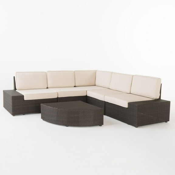 Karyn 6 Piece Outdoor Brown Wicker Sofa Set with Cushions