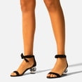 thumbnail image 4 of XYD Women Sparkling Open Toe Tie Up Ankle Strap Sandals Crystal Block Short Heel Wedding Prom Shoes Size 12 Black, 4 of 4