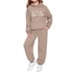 thumbnail image 1 of Conjunto de sudadera con capucha de manga larga para niños con estampado en forma de corazón y pantalones deportivos con lazo en las piernas, conjunto deportivo informal de dos piezas para niños, poli, 1 of 5