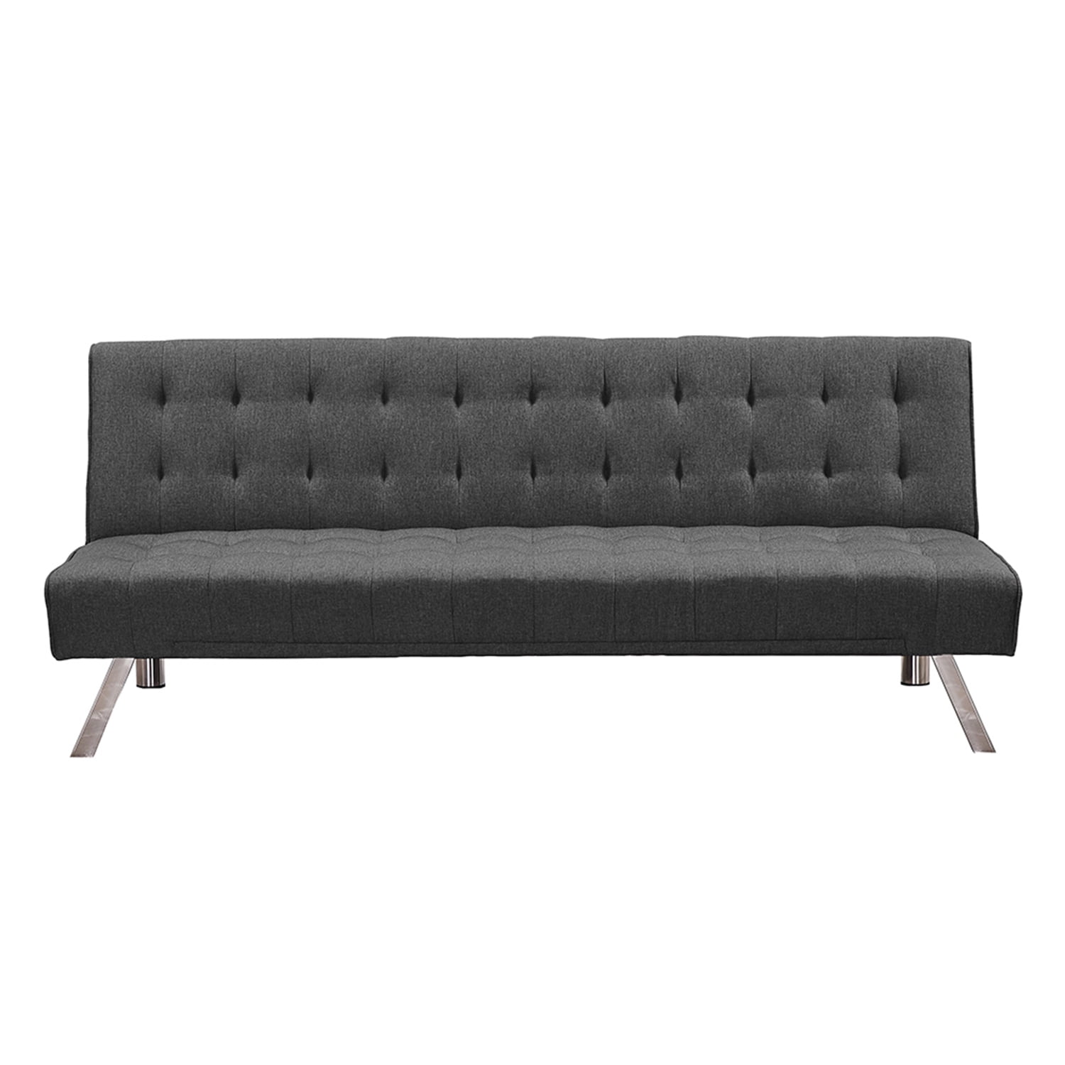 Kadyn Folding Futon Sofa, Upholstered Couch Bed for Bedroom, Modern Convertible Futon with Metal Legs, Dark Grey Kadyn Folding Futon Sofa, Upholstered Couch Bed for Bedroom, Modern Convertible Futon with Metal Legs, Dark Grey