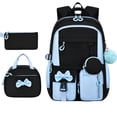 thumbnail image 2 of Girls School Backpack with Lunch Box Pencil Case Set, Cute Middle School Bag Teen Girls Backpack Bookbag for Kids, 3pcs (Blue), 2 of 5