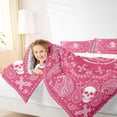 thumbnail image 3 of Castle Fairy Halloween Skull 7-Piece Twin Bedding,Vintage Boho Paisley Cross Bedding Comforter Set,Crimson White,Reversible, 3 of 7