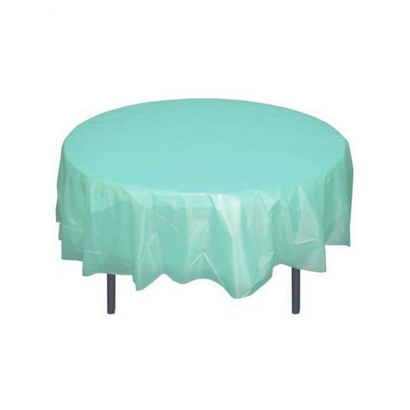 *12 Count* Aqua 84" Round Plastic Tablecloths Table Covers