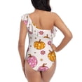thumbnail image 5 of Salouo Fall 70s Groovy Hippie 1 Pattern One Shoulder Ruffled One Piece Swimsuit for Women V Neck Swimwear Tummy Control Bathing Suit-X-Large, 5 of 6
