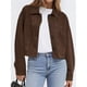 thumbnail image 4 of Chaqueta Corta de Ante Sintético para Mujer, Informal, Ligera, para Otoño e Invierno. Marrón Oscuro XXL, 4 of 8