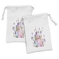 thumbnail image 1 of Vintage Rose Fabric Pouch Set of 2, Simplistic Floral Bouquet Pattern on Plain Background, Small Drawstring Bag for Toiletries Masks and Favors, 9" x 6", Violet Pale Pink, by Ambesonne, 1 of 2