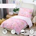thumbnail image 4 of PERFEMET 4-Piece Toddler Bedding Set - Ultra Soft Colorful Rainbow Cloud on Pink Girls Toddler Comforter Set - Include Comforter, Flat Sheet, Fitted Sheet and Reversible Pillowcase, 4 of 8