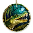 thumbnail image 6 of Artistic Wetlands Alligator Ceramic Ornament, Stained Glass Theme Nature Art of Swamp Animal, 6 of 6
